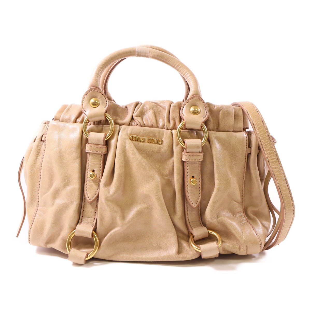 Miu Miu GHW 2 Way Shoulder Bag Handbag Calfskin Leather Brown | eBay 