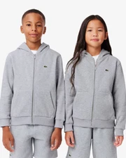 LACOSTE Kids Pocket Brushed Fleece Sweatshirt Hooded Zip Up ALL SIZES (2YR-16YR)