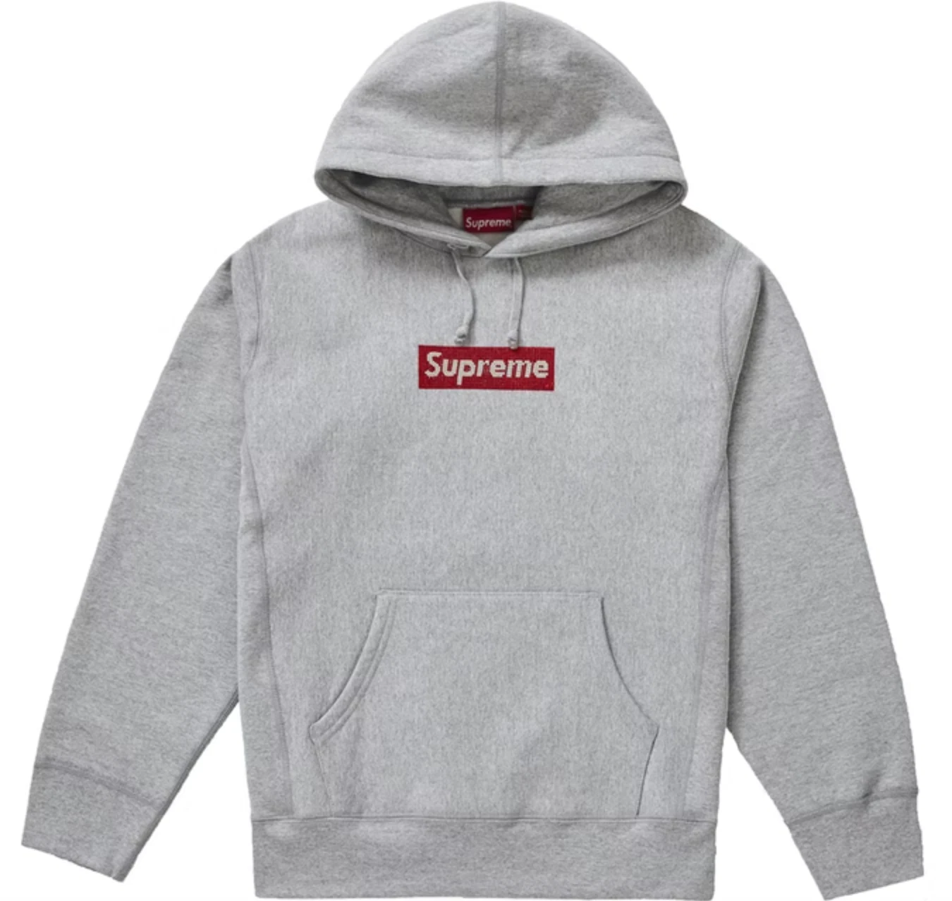 NEUF Supreme Swarovski Box logo sweat shirt à capuche gris bruyère noir M SS19