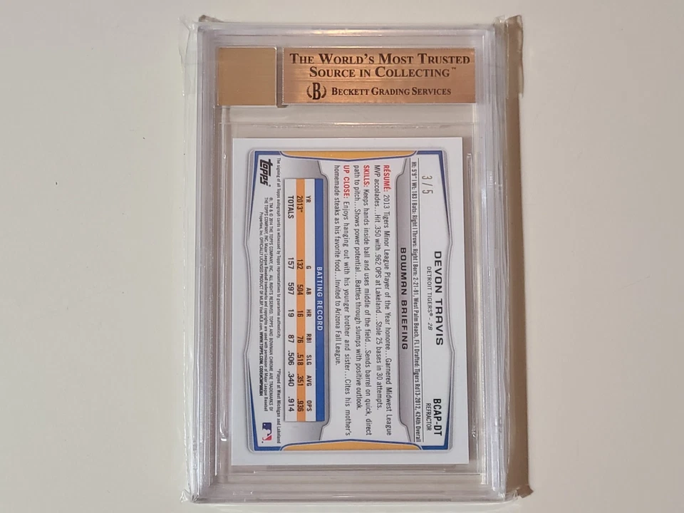 Bowman 2014 cromo naranja onda refractor Devon Travis/5 (BGS 9,5) automático 10 Foto 2 de 3