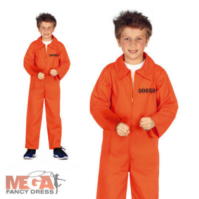 Jungen Gefangenen Kostüm orange Overall Sträfling Kinder Halloween Kostüm Outfit