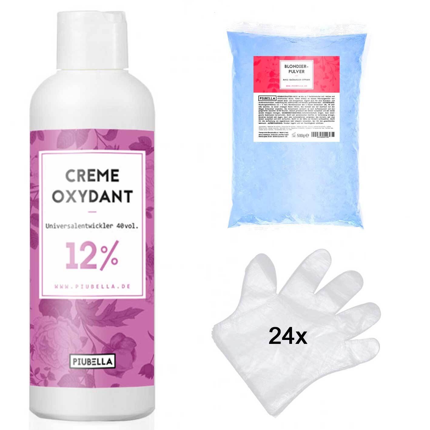 Универсальный увлажняющий крем Piubella Creme Oxydant, 12%, 1 л + 500 г Profi Blondierpulver