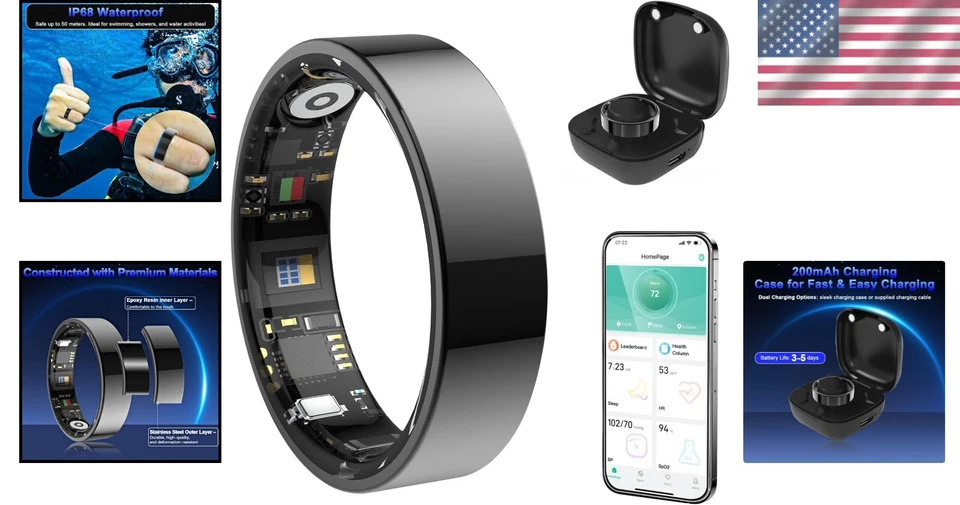 Rastreador de saúde anel inteligente à prova d'água - Controle por gestos Bluetooth, serve para todos - Imagem 2 de 4