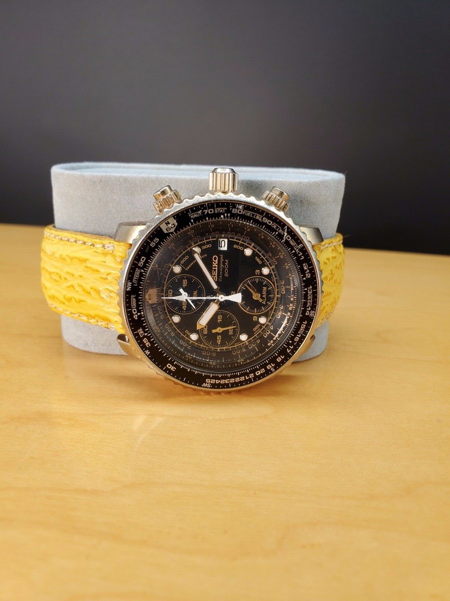 Seiko SNA414P1 Chronograph Quartz Mens Wristwatch 80s 90s