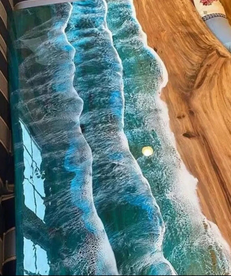 Ocean Epoxy Table, Epoxy Dining Table top, Epoxy Counter Top, Epoxy River Table - Image 3 of 4