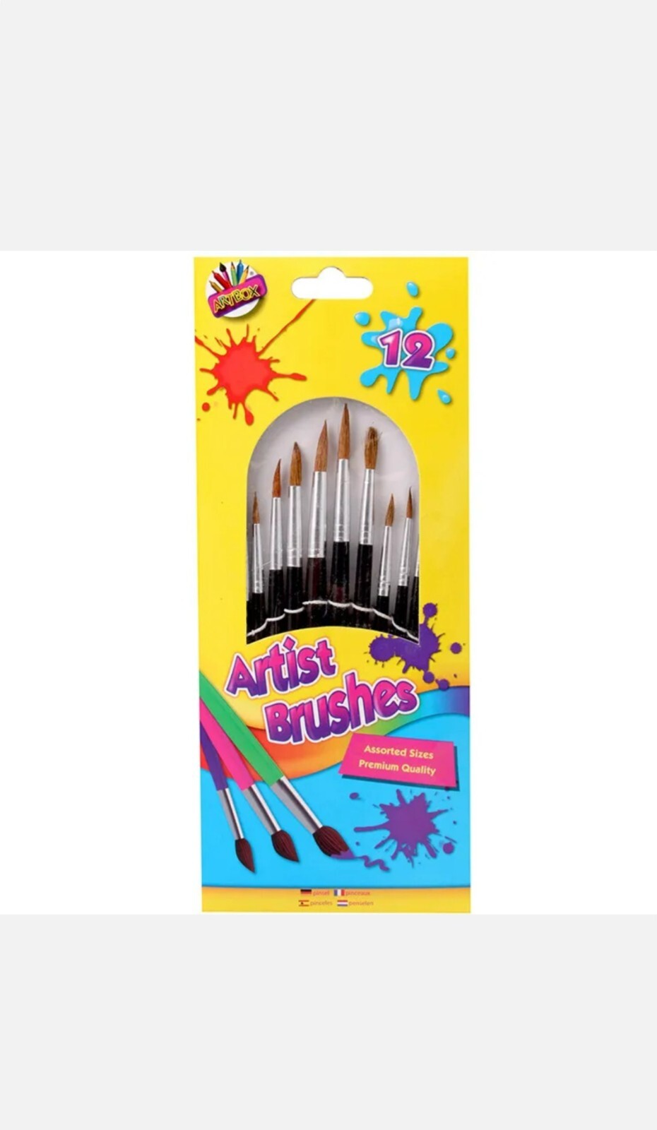12 Piece Artist paint Brushes Brush Set Tipped Different Size