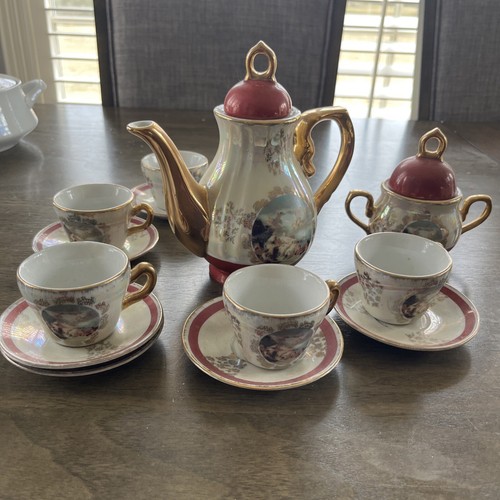 7 Pc Demitasse Porcelain Cups & Saucers Sugar Bowl Japan - Picture 12 of 16