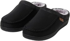 Dearfoams Men's Memory Foam Slipper, Black, S 7-8 