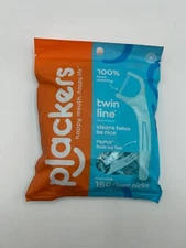 PLACKERS Twin-Line Dental Floss Flossers Cool Mint 150 Count Pack Resealable Bag