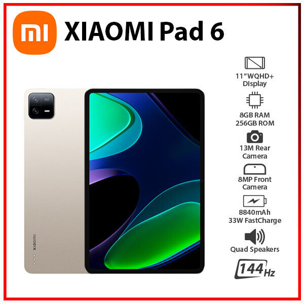 (Wi-Fi) NEW Xiaomi Pad 6 8GB+256GB GOLD 11 Octa Core Android PC Tablet