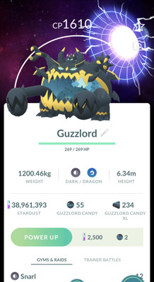 Pokemon Trade Go - Non-Shiny Guzzlord Wormhole Background - REGISTRIERT