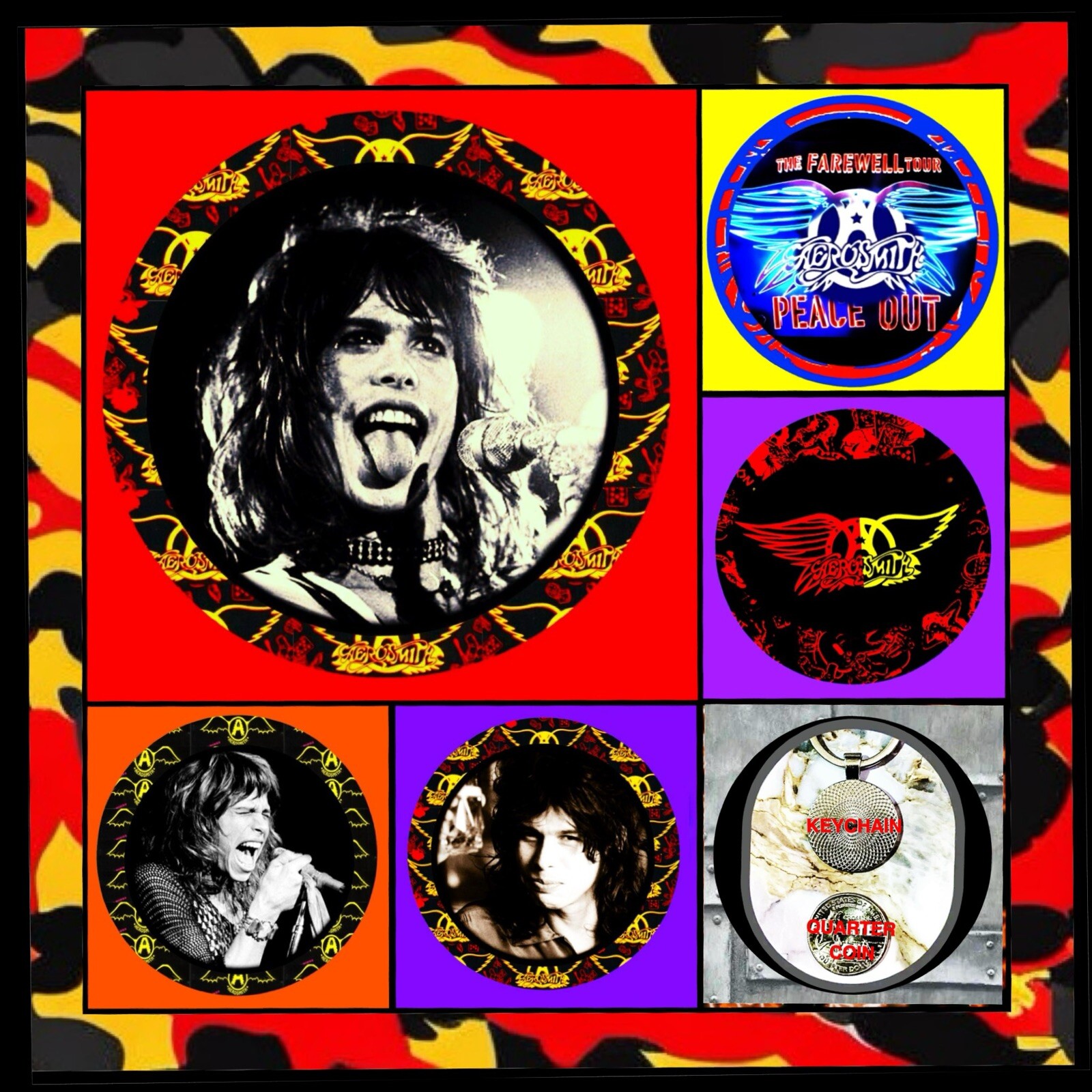 AEROSMITH STEVEN TYLER FIVE KEYCHAINS 🇺🇸 CONCERT MERCH & MEMORABILIA