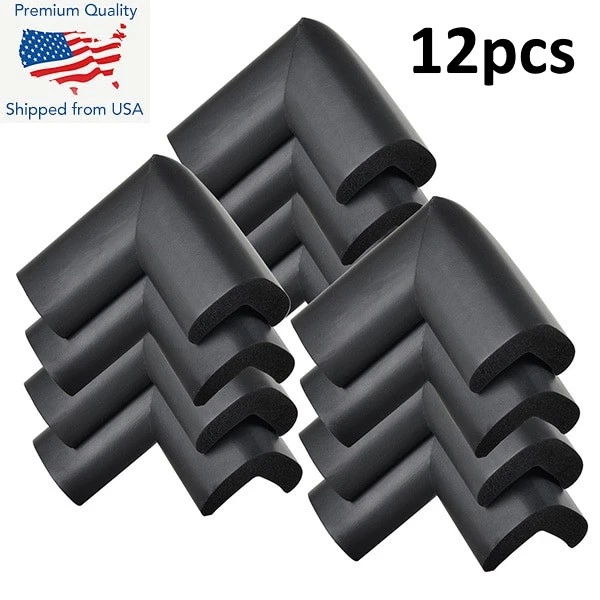 Soft Corner Protector Baby Proofing Edge and Corner Guards, 12 Pack Black