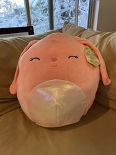 Squishmallows 16  inch Bop the Pink Iridescent Easter Bunny Eyes Closed BNWT HTF