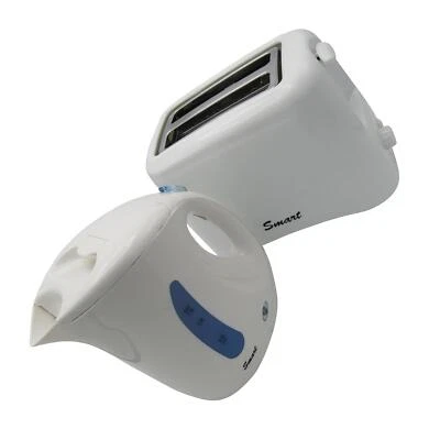 Caravan Kettle And Toaster Set (Low Wattage Kitchen Camping Motorhome White)