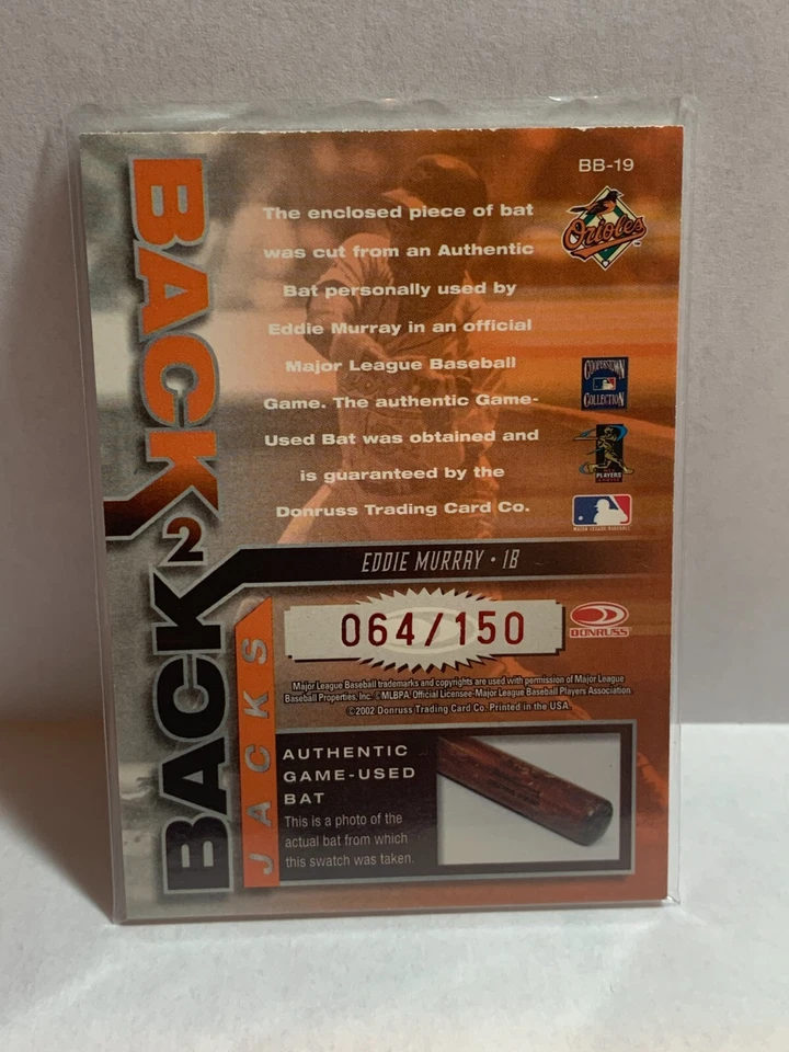 Donruss Elite Back 2002 2 Back Jacks #19 Eddie Murray (murciélago) Foto 2 de 2