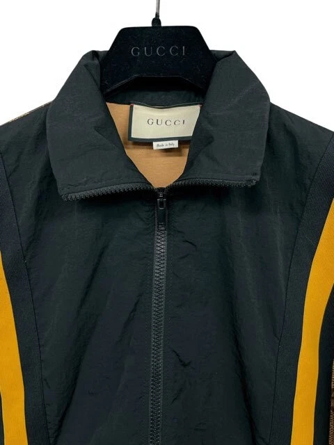Gucci Jersey GG Eagle Print Jersey XS Track Jacket Marrone Nero 54553 Donna Uomo