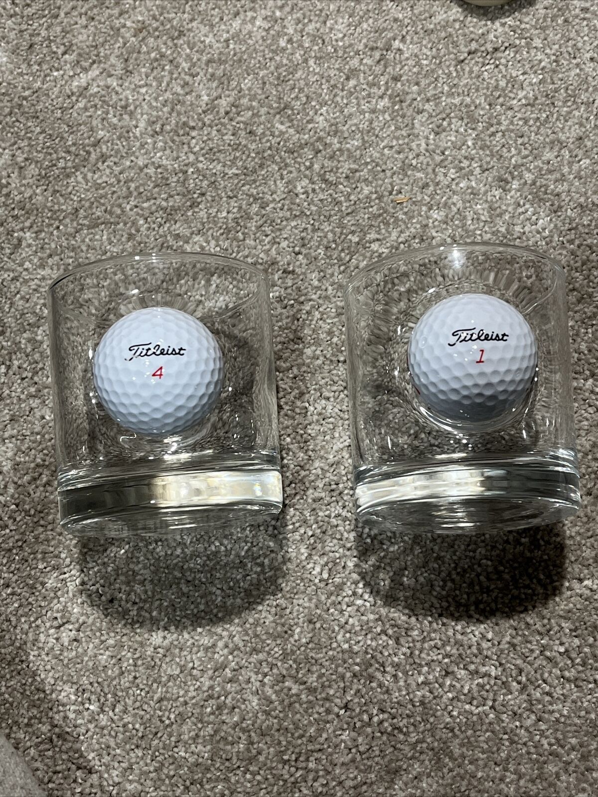 Benshot GOLF BALL 11 OZ Rocks Glasses Titleist 4 & 1 Golf Balls  USA (A)