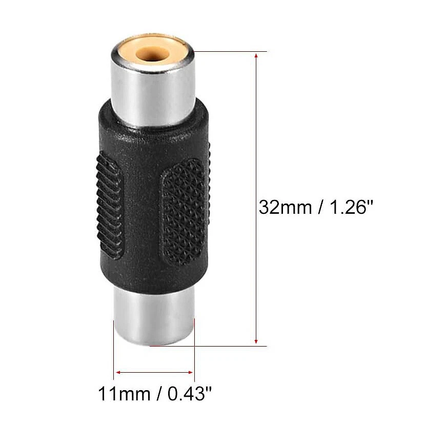 4 Pcs RCA Female to Female Jack Mono Phono AV Audio Adapter Convertor Coupler - Image 2 of 4