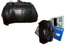 2 New Ladies 2 Sided 2 Pockets Leather Change Purse Coin purse zip coin purse bn