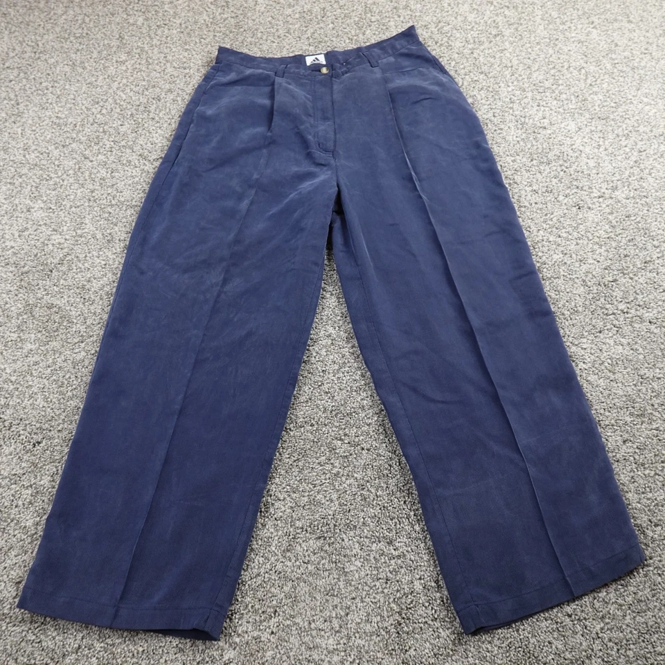 De Colección Adidas Pantalones Mujer 12 Azul Pana Pin Ballena tiro alto holgado pierna ancha Y2K Foto 2 de 4