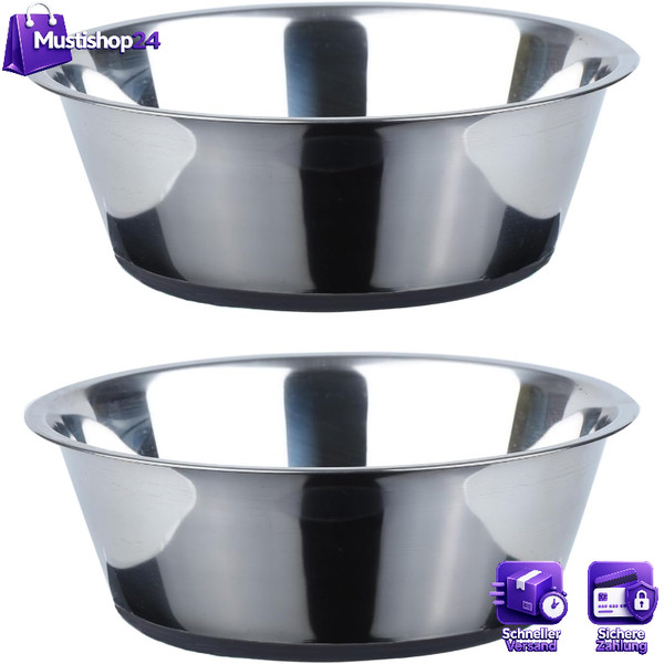 Hundenapf Edelstahl 2Er Set Rutschfest 1440 Ml FüR GroßE Hunde Silikonboden-image