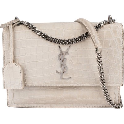 Saint Laurent Croc-Embossed Leather Sunset Crossbody Bag Tasche