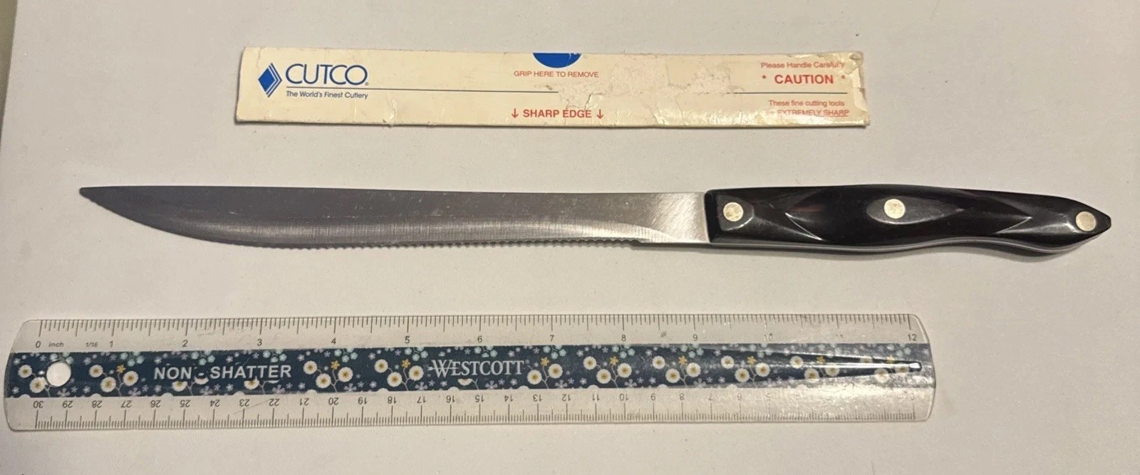 CUTCO 1723 CARVER KNIFE 9" Serrated Blade Brown Swirl Handle