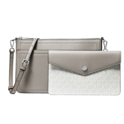 MICHAEL KORS 3-IN-1 CROSSBODY BAG ''MAISIE'' MEDIUM PEBBLED LEATHER PEARL GREY