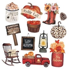 12Pcs Refrigerator Magnets Vintage Magnetic Stickers Watercolor Pumpkin Fall