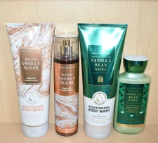 Bath & Body Works Warm Vanilla Sugar Bean Noel Moisturizing Body Wash Lotion Lot