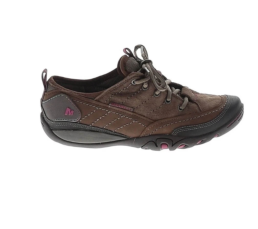 MERRELL Mimosa Hiking Shoes Women 5.5 Brown Stone Leather Activewear Sneaker