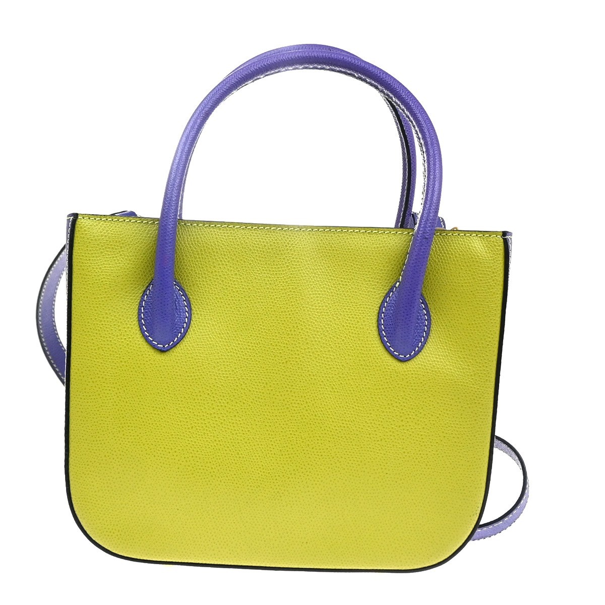 CELINE Logo 2Way Shoulder Hand Bag Leather Green Purple GHW Italy 70RL972 image 3