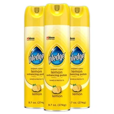 Pledge Enhancing Polish, Furniture & Wood Spray, Lemon Scent, 9.7oz (Pack of 3)
