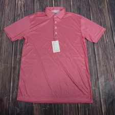 Collars & Co Shirt Mens Large Red Dress Collar Polo Moisture Wicking Stretch