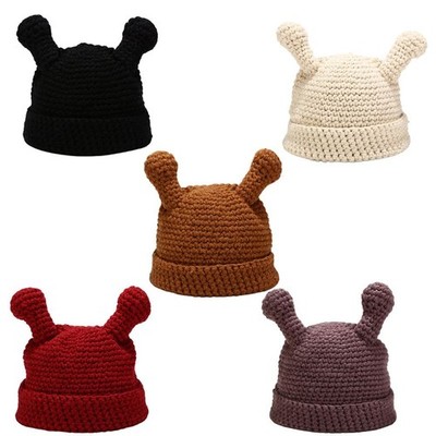 Women Winter Crochet Knit Beanie Hat Solid Cartoon Tentacle Cuffed Skull Cap