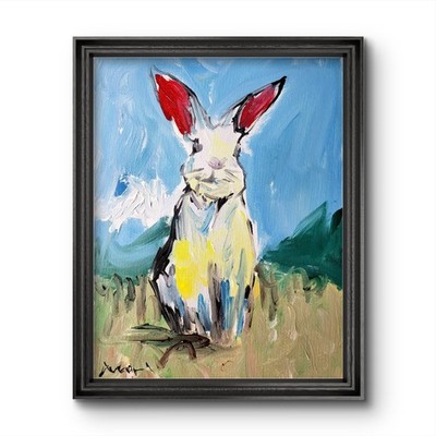 Aleph Hand Painted  Bunny 14x11 Abstract Expressionist Original Painting Canvas