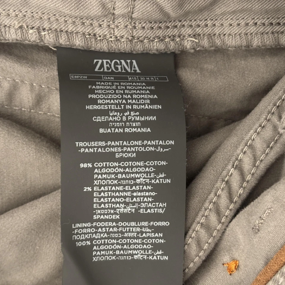 Zegna пять карманов саржи брюки мужской серый эластичной хлопок прямые штанины повседневный - Изображение 3 из 4