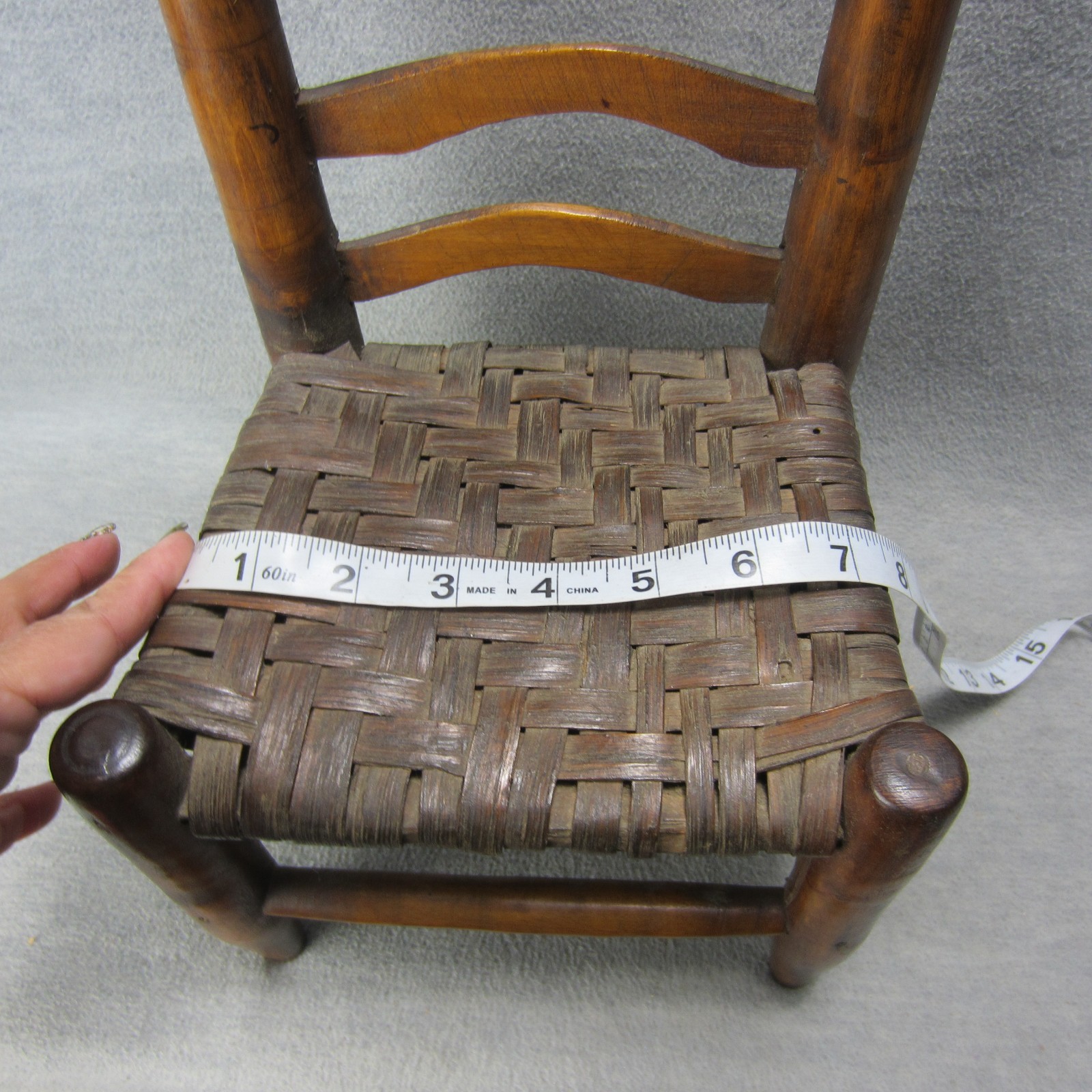 Vintage Ladder Back Doll Display Chair Woven Seat