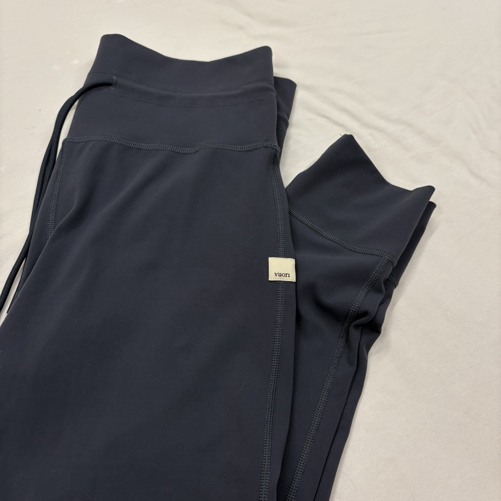 Vuori Womens Blue Daily Athletic Leggings Size L Stretch Drawstring Waist