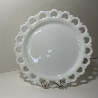 Vintage 13  Anchor Hocking Milk Glass Old Colony Lace Serving Platter Cake Plate
