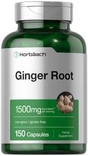 Ginger Root Capsules 1500 mg | 150 Pills | Non-GMO, Gluten Free | by Horbaach