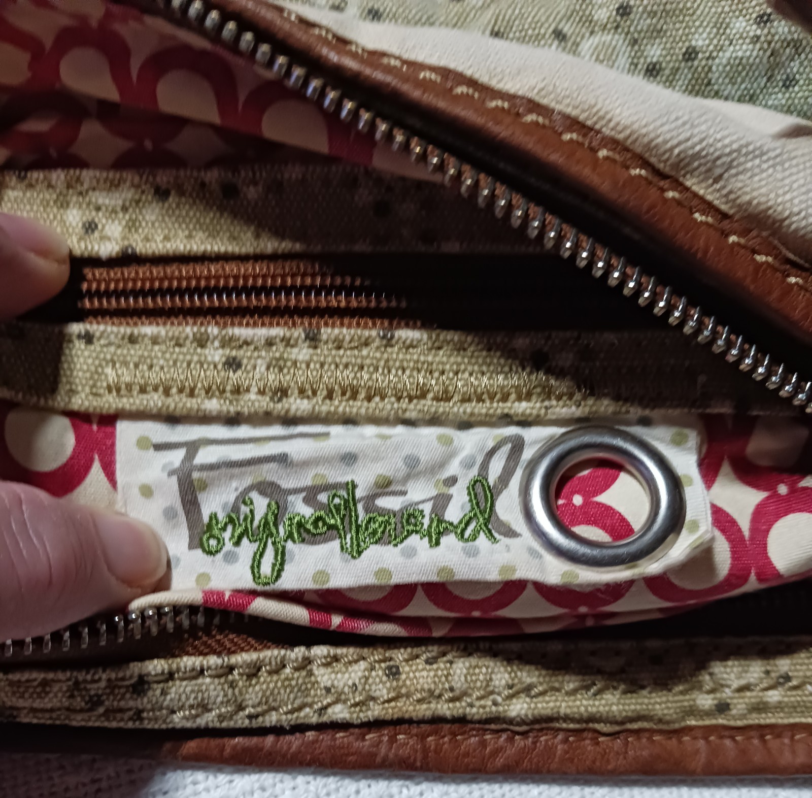 Fossil Patchwork Canvas Shoulder Bag Featuring A … - image 5