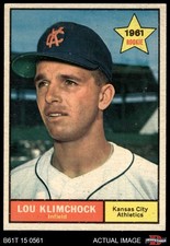 1961 Topps #462 Lou Klimchock Athletics 6 - EX/MT