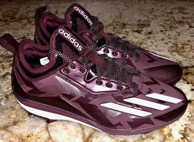 ADIDAS Boost Icon 2.0 Maroon White Baseball Metal Spikes Cleats NEW Mens Sz 8