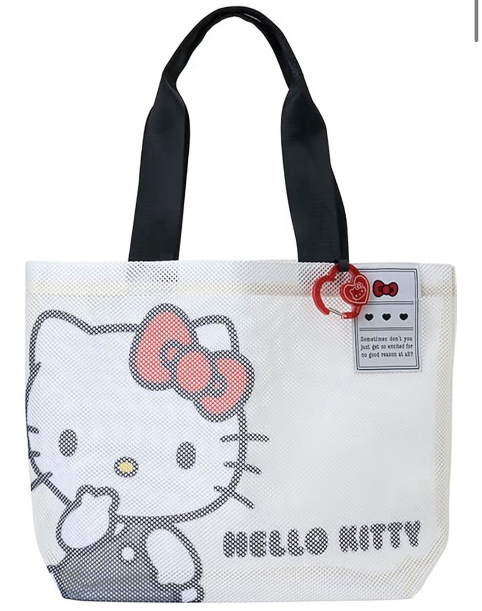 🎀Sanrio Hello Kitty Big Tote Bag White Black Kawaii Japan