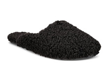 Alfani Shearling Slide Boxed Slipper Women's M 7-8 Black Closed Toe Slip On