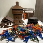 Vintage Marx Fort Apache Blockhouse Walls Fence Gate Indians And Accessories