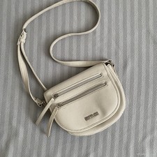 Kenneth Cole Reaction Cross-body Double Zipper Flap Handbag Beige