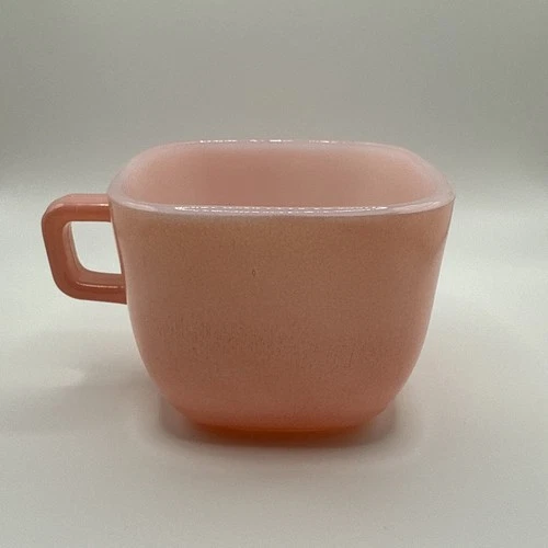 Glasbake Yellow Coffee Mug Square Cup Milk Glass Vintage U.S.A. J-2265